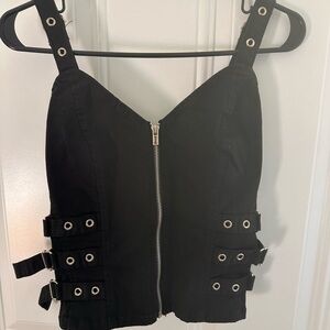 Royal Bones Black Zippered Top